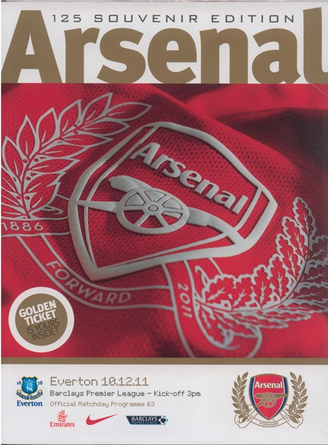 ARSENAL v EVERTON 2011/12 125 YEAR SOUVENIR EDITION PROGRAMME