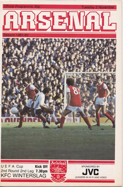 ARSENAL v KFC WINTERSLAG UEFA CUP 2ND ROUND 2ND LEG 1981/82