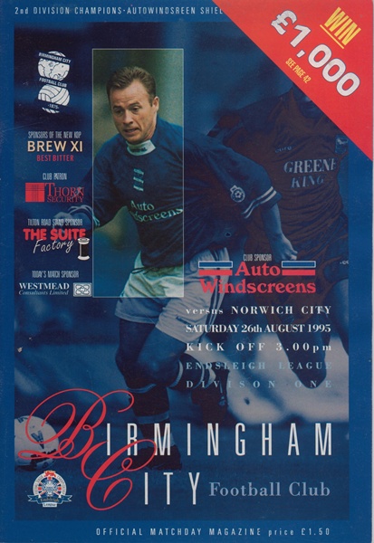 BIRMINGHAM CITY v NORWICH CITY LEAGUE DIVISION 1 1995