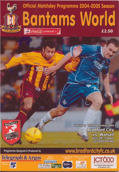 BRADFORD CITY v WALSALL COCA COLA LEAGUE ONE 2004