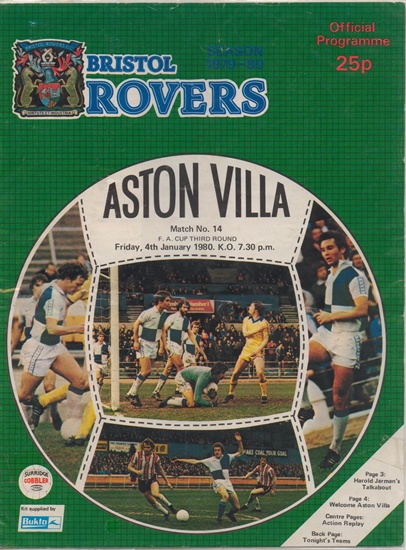 BRISTOL ROVERS v ASTON VILLA FA CUP 3RD ROUND 1980