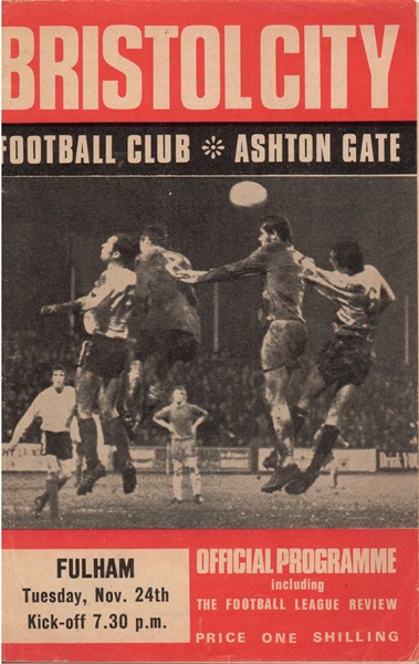 BRISTOL CITY v FULHAM LEAGUE CUP 5TH ROUND REPLAY 1970