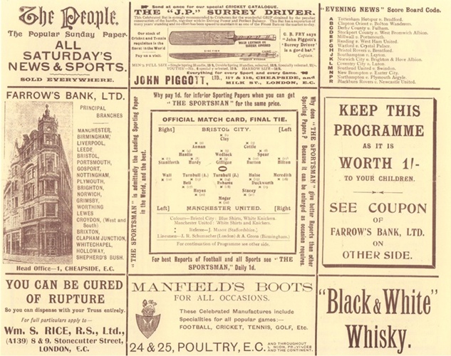 BRISTOL CITY v MANCHESTER UNITED FA CUP FINAL 1909