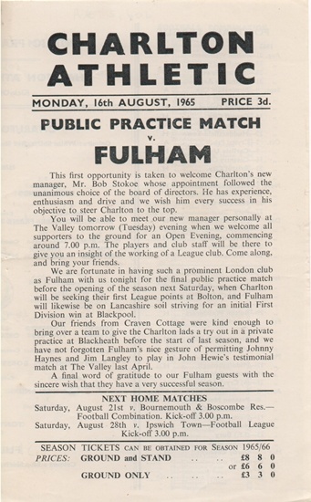 CHARLTON ATHLETIC v FULHAM 1965