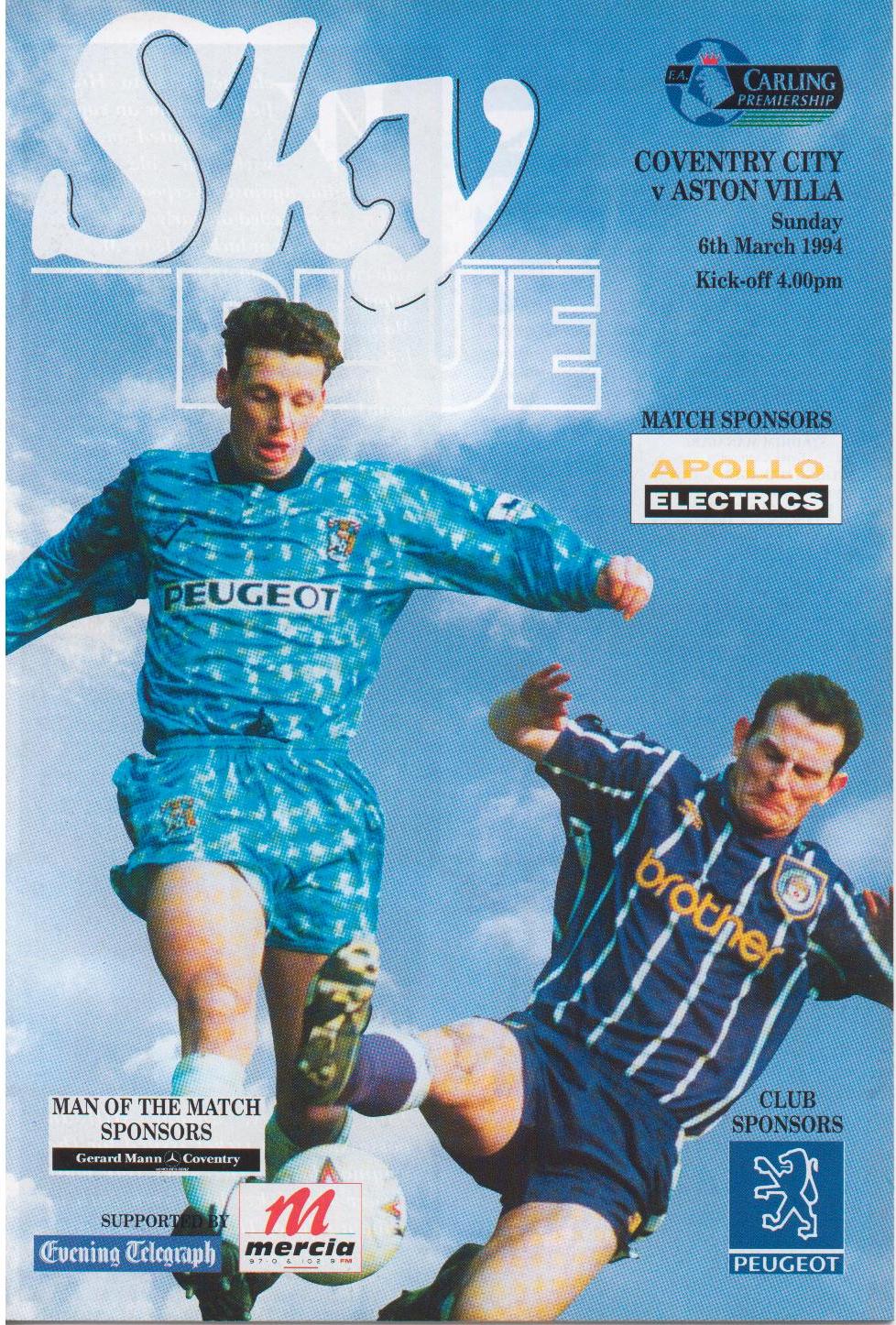 COVENTRY CITY v ASTON VILLA PREMIERSHIP 1994