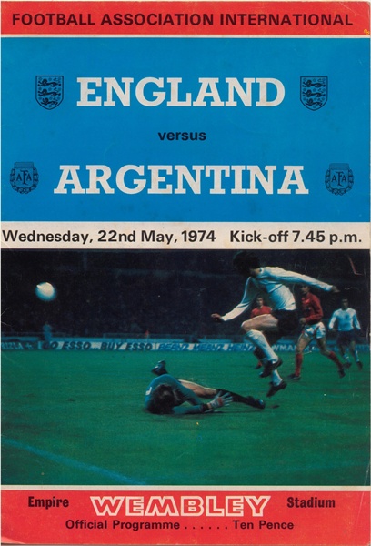 ENGLAND v ARGENTINA FA INTERNATIONAL 1974