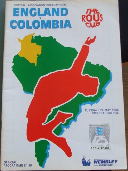 ENGLAND v COLOMBIA FA INTERNATIONAL WEMBLEY 1988