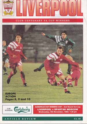 LIVERPOOL v SPARTAK MOSCOW EUROPEAN CUP WINNERS CUP 1992