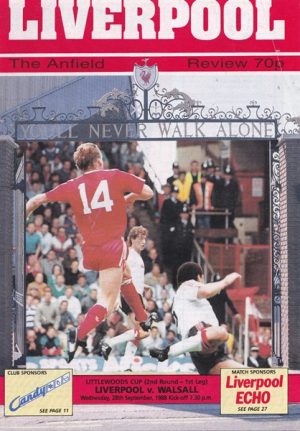 LIVERPOOL v WALSALL LEAGUE CUP 2ND ROUND 1ST LEG 1988