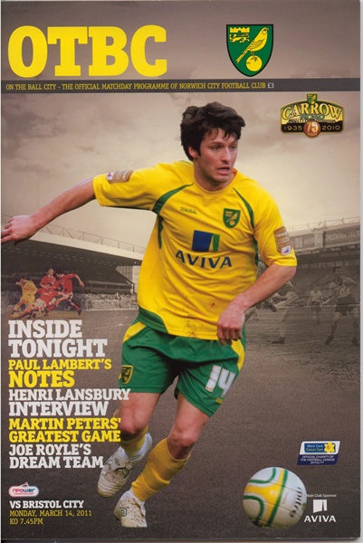 NORWICH CITY v BRISTOL CITY CHAMPIONSHIP 2011