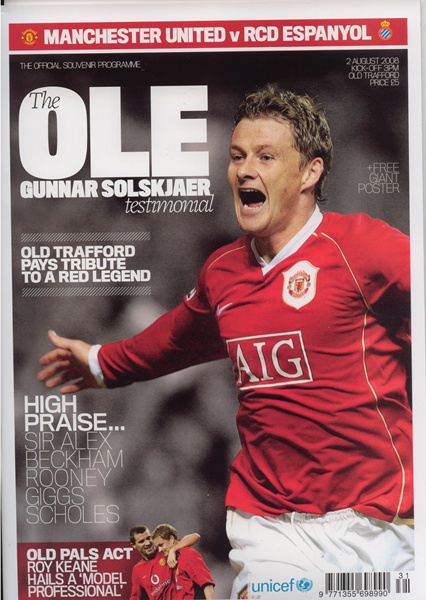 MANCHESTER UNITED v ESPANYOL OLE GUNNAR SOLSKJAER  2008