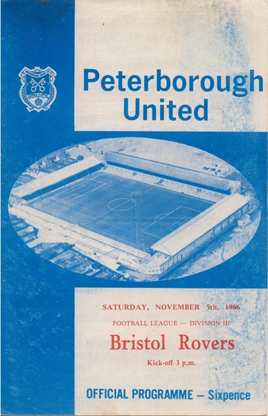 PETERBOROUGH UNITED v BRISTOL ROVERS LEAGUE DIV 3 1966