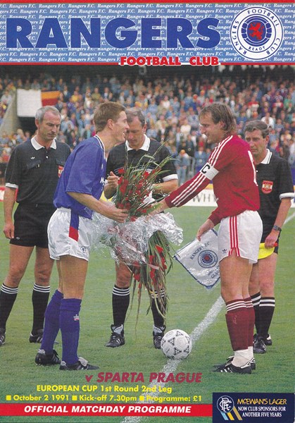 RANGERS v SPARTA PRAGUE EUROPEAN CUP 1ST ROUND 2ND LEG 1991/92