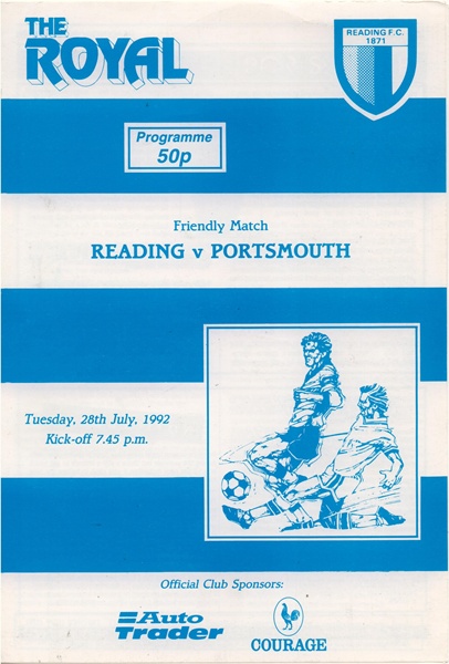 READING v PORTSMOUTH PRE SEASON FRIENDLY ELM PARK 1992