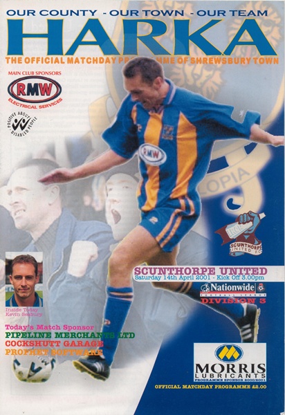 SHREWSBURY TOWN v SCUNTHORPE UTD LEAGUE DIV 3 2001