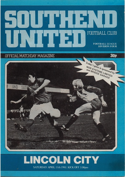 SOUTHEND UNITED v LINCOLN CITY LEAGUE DIVISION 4 1981
