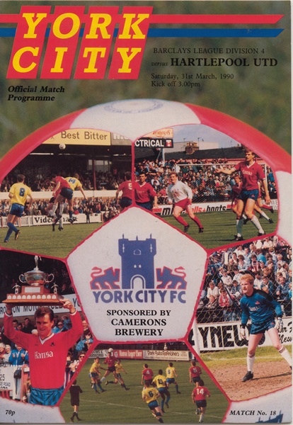 YORK CITY v HARTLEPOOL UNITED LEAGUE DIVISION 4 1990