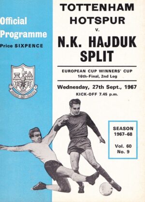 TOTTENHAM HOTSPUR v HAJDUK SPLIT CUP WINNERS CUP 1967/68