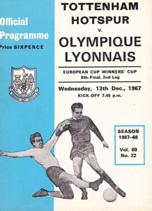 TOTTENHAM HOTSPUR v OLYMPIQUE LYONNAIS CUP WINNERS CUP 1967/68