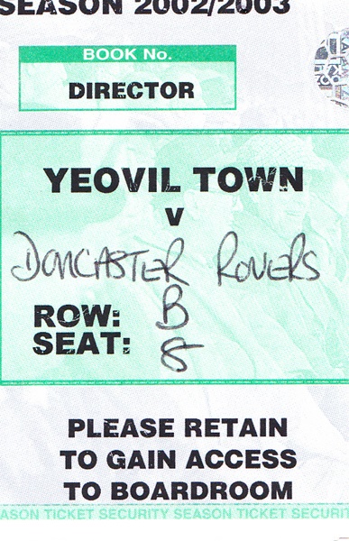 Yeovilt v Doncaster Match Ticket 2003