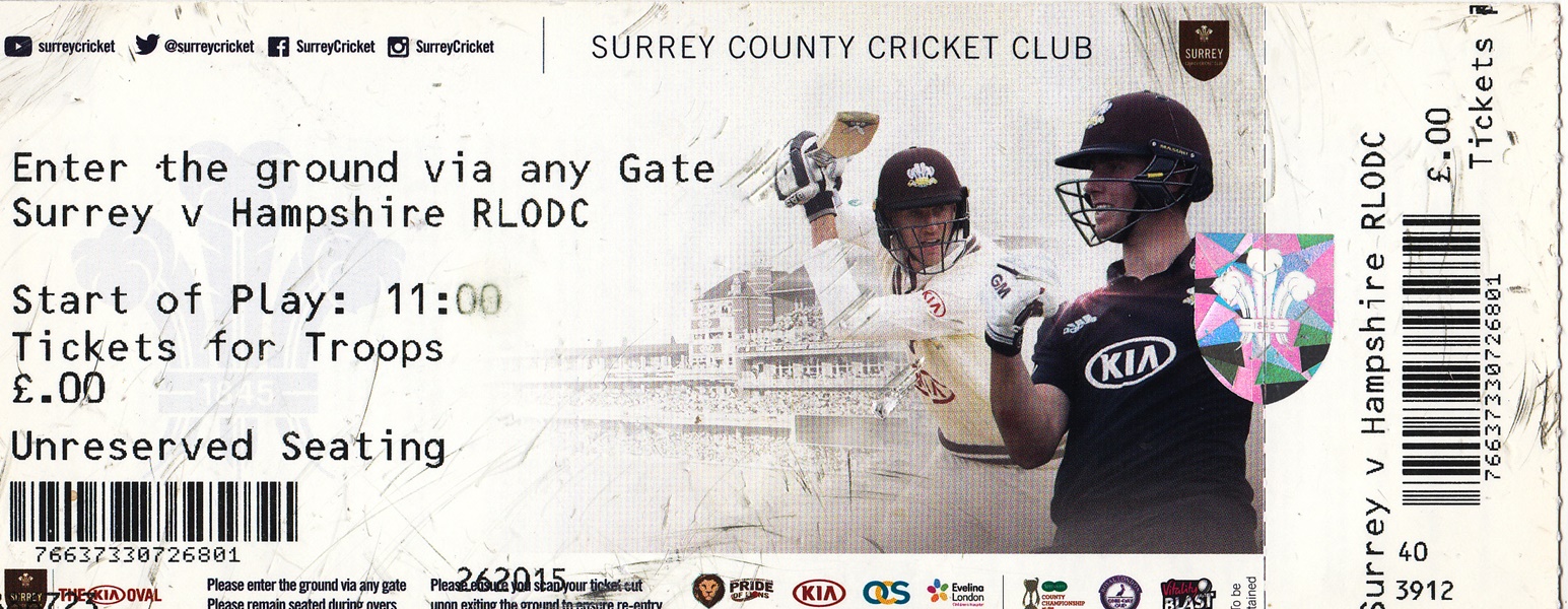 Surrey v Hampshire Royal London 2019 Match Ticket